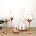 elegant wine glass decanter with gold plating bottom